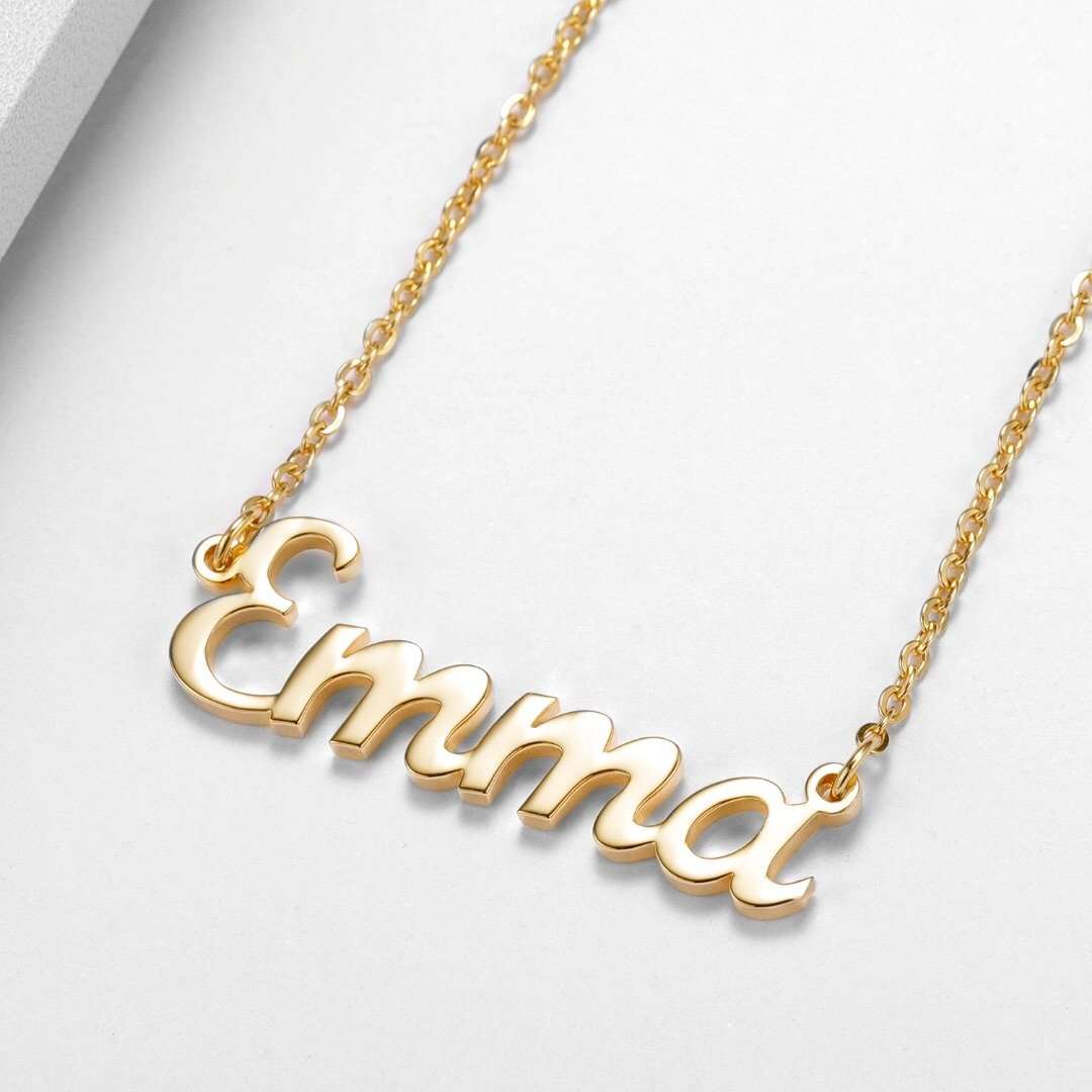 Custom English Name Necklace Custom Name Necklace Fajr Noor 18K Gold (Plated)