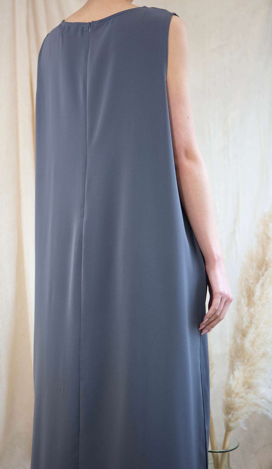 Grey Sleeveless Slip Dress Slip Dress Fajr Noor