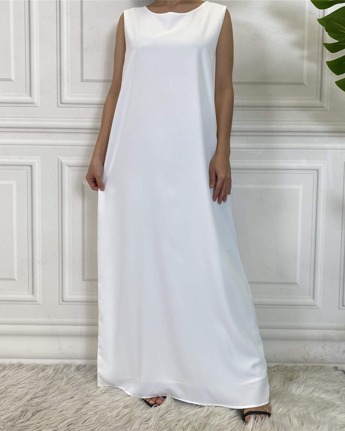 White Sleeveless Slip Dress Slip Dress Fajr Noor