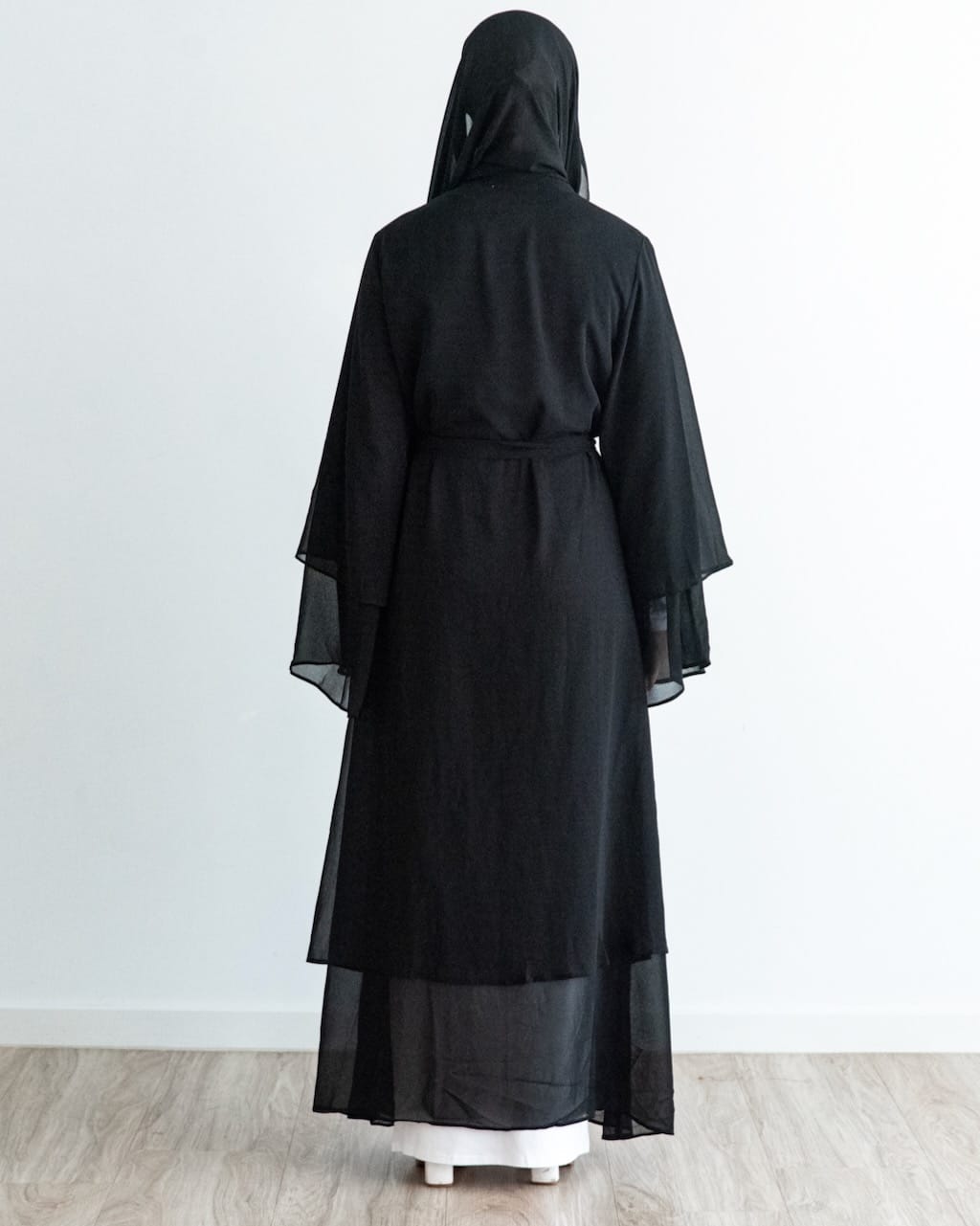 Aisha Abaya with Hijab - Black Open Abaya Fajr Noor