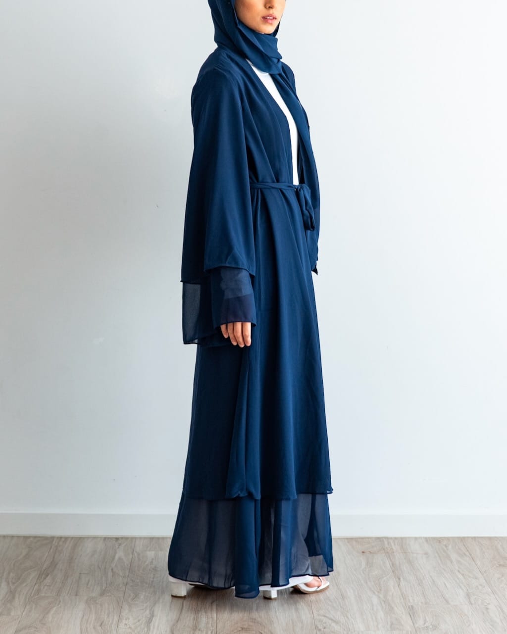 Aisha Abaya with Hijab - Navy Open Abaya Fajr Noor