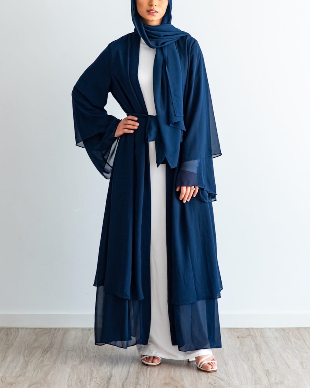 Aisha Abaya with Hijab - Navy Open Abaya Fajr Noor