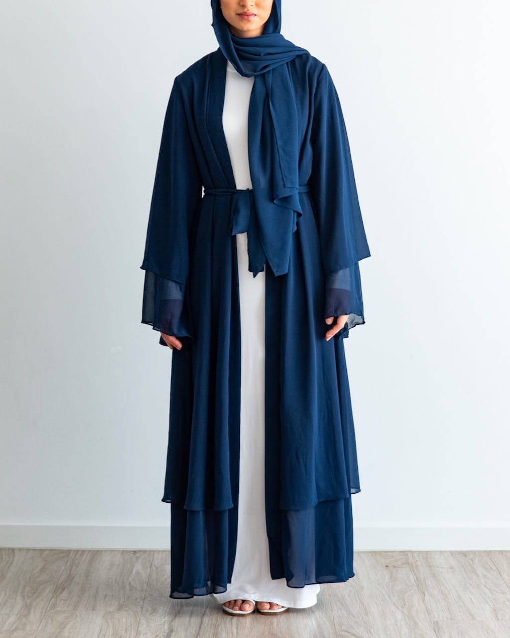 Aisha Abaya with Hijab - Navy Open Abaya Fajr Noor