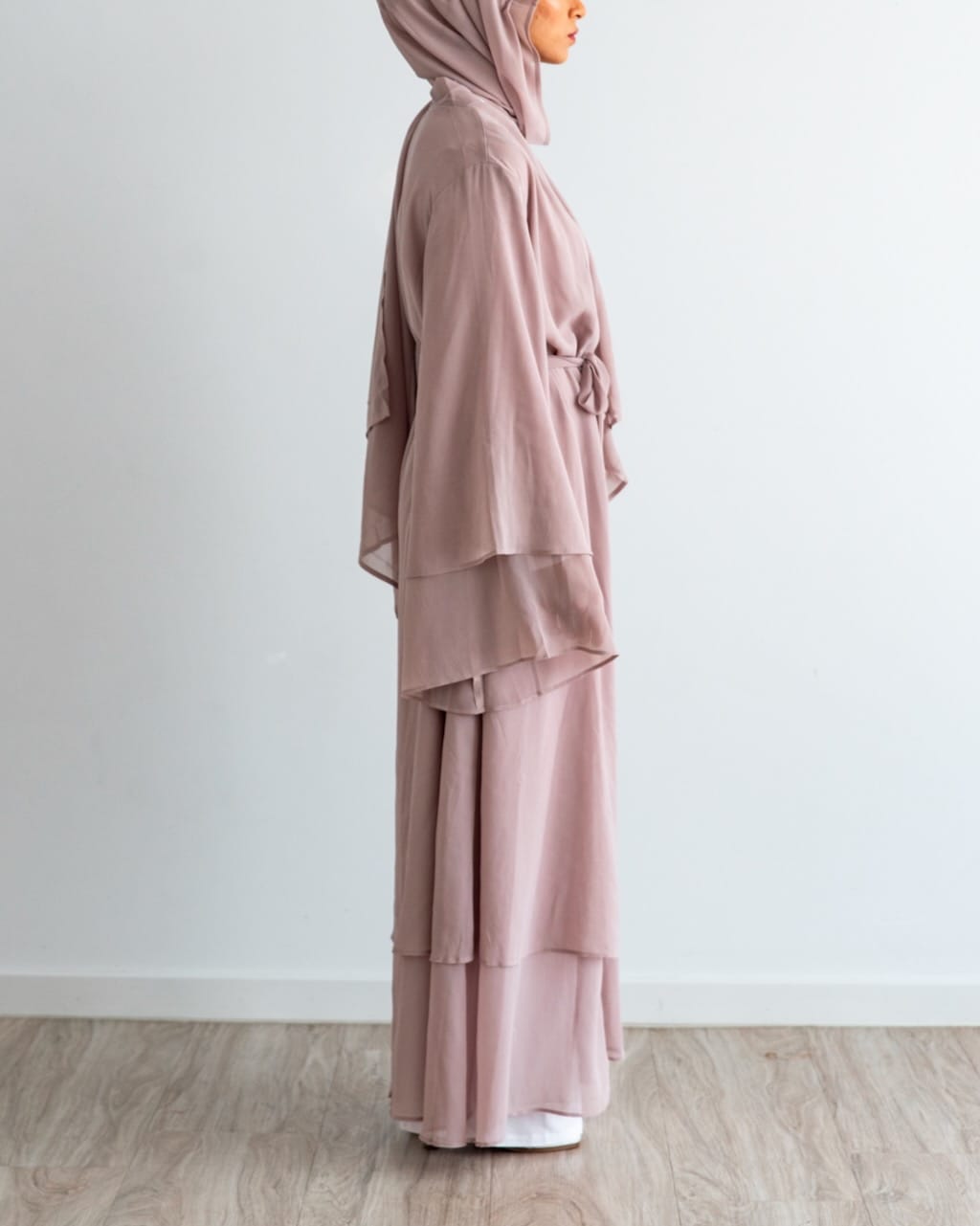 Aisha Abaya + Hijab - Nude - Open Abaya - Fajr Noor