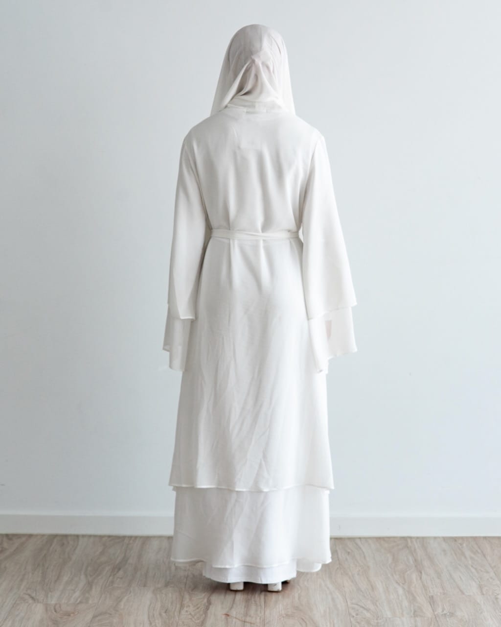 Aisha Abaya with Hijab - White Open Abaya Fajr Noor