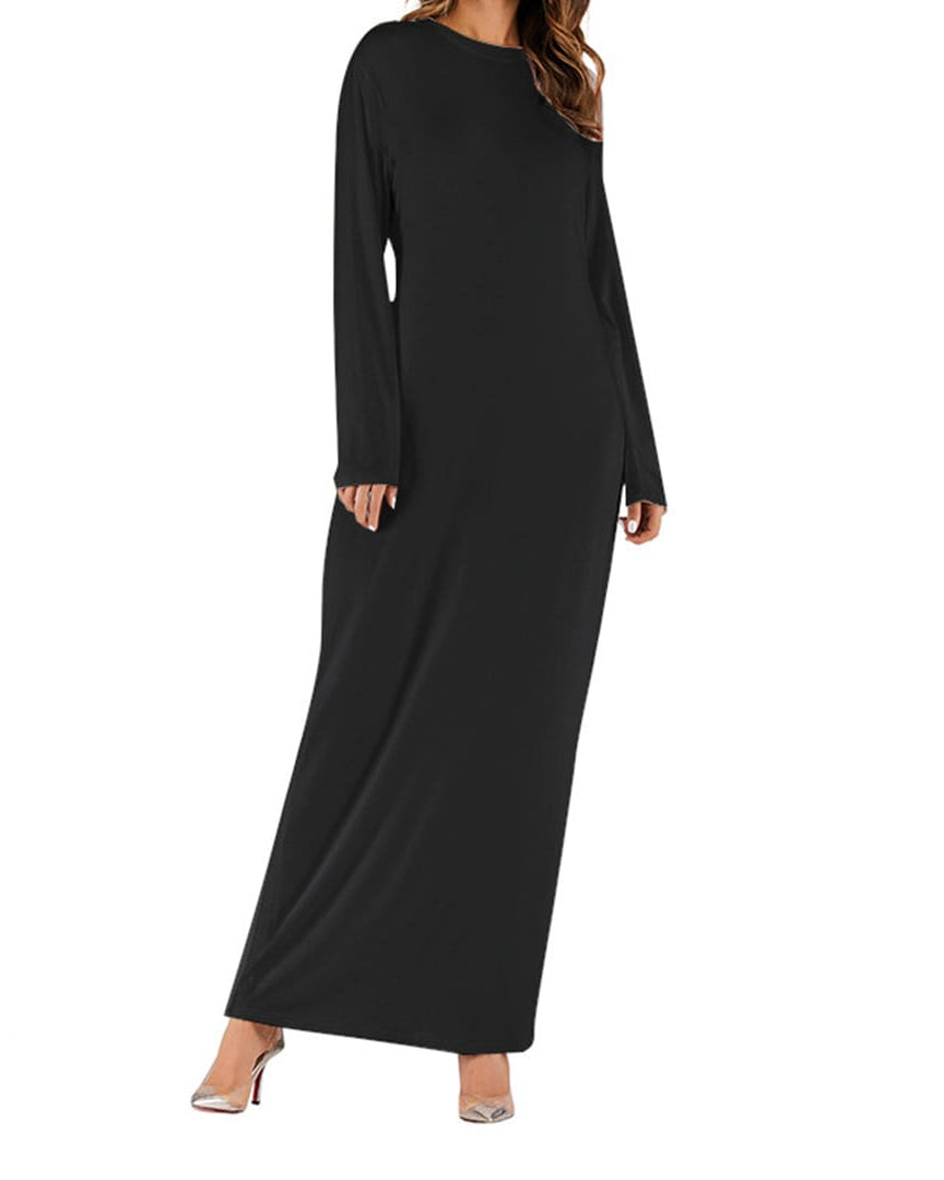 Black Slip Dress - Under Abaya | Fajr Noor Black Slip Dress - Under Abaya | Fajr Noor