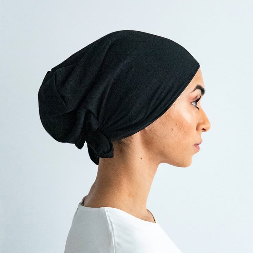 Silk Hijab Cap - Black Hijab Cap Fajr Noor