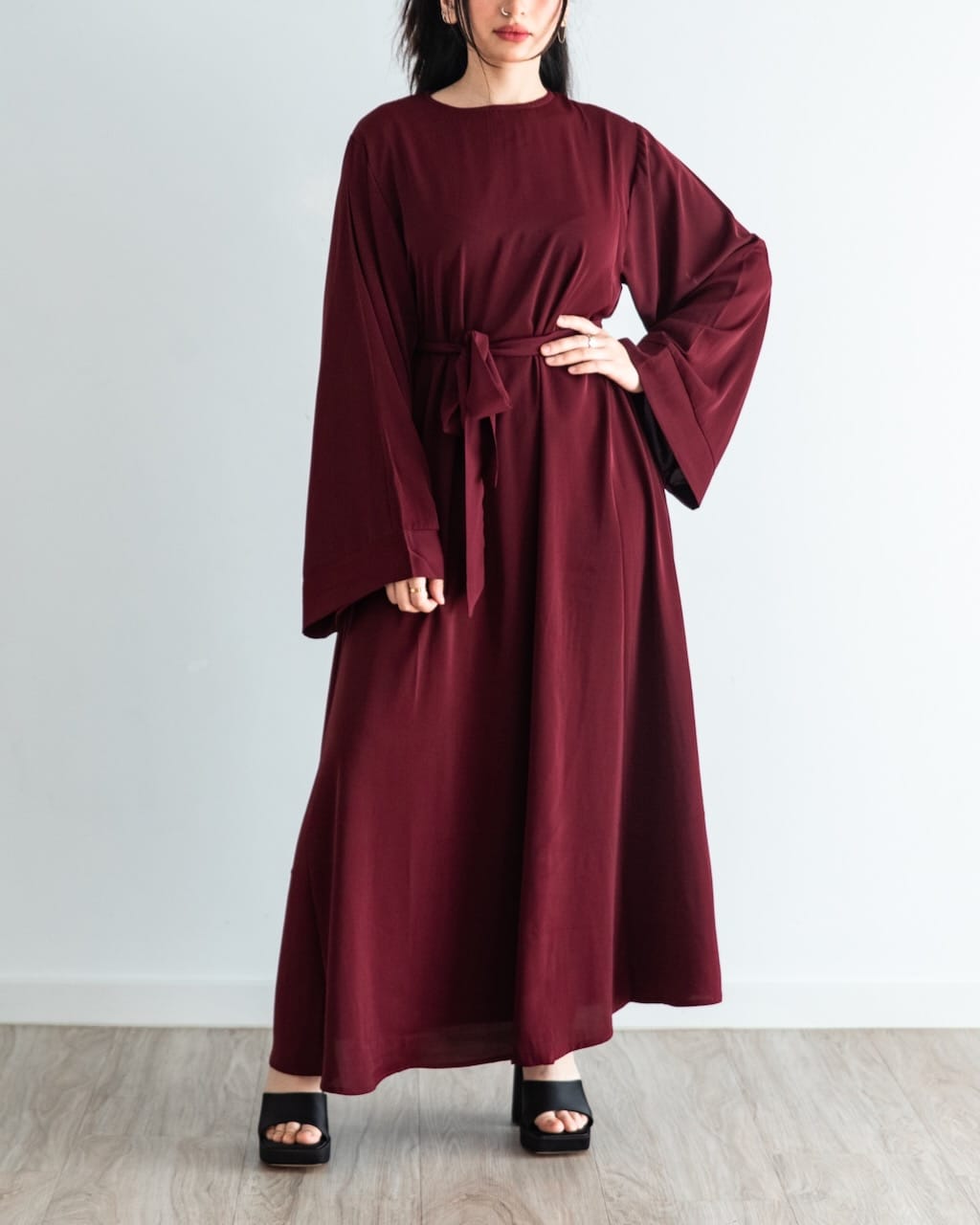 Khatijah Abaya - Maroon - Closed Abaya - Fajr Noor