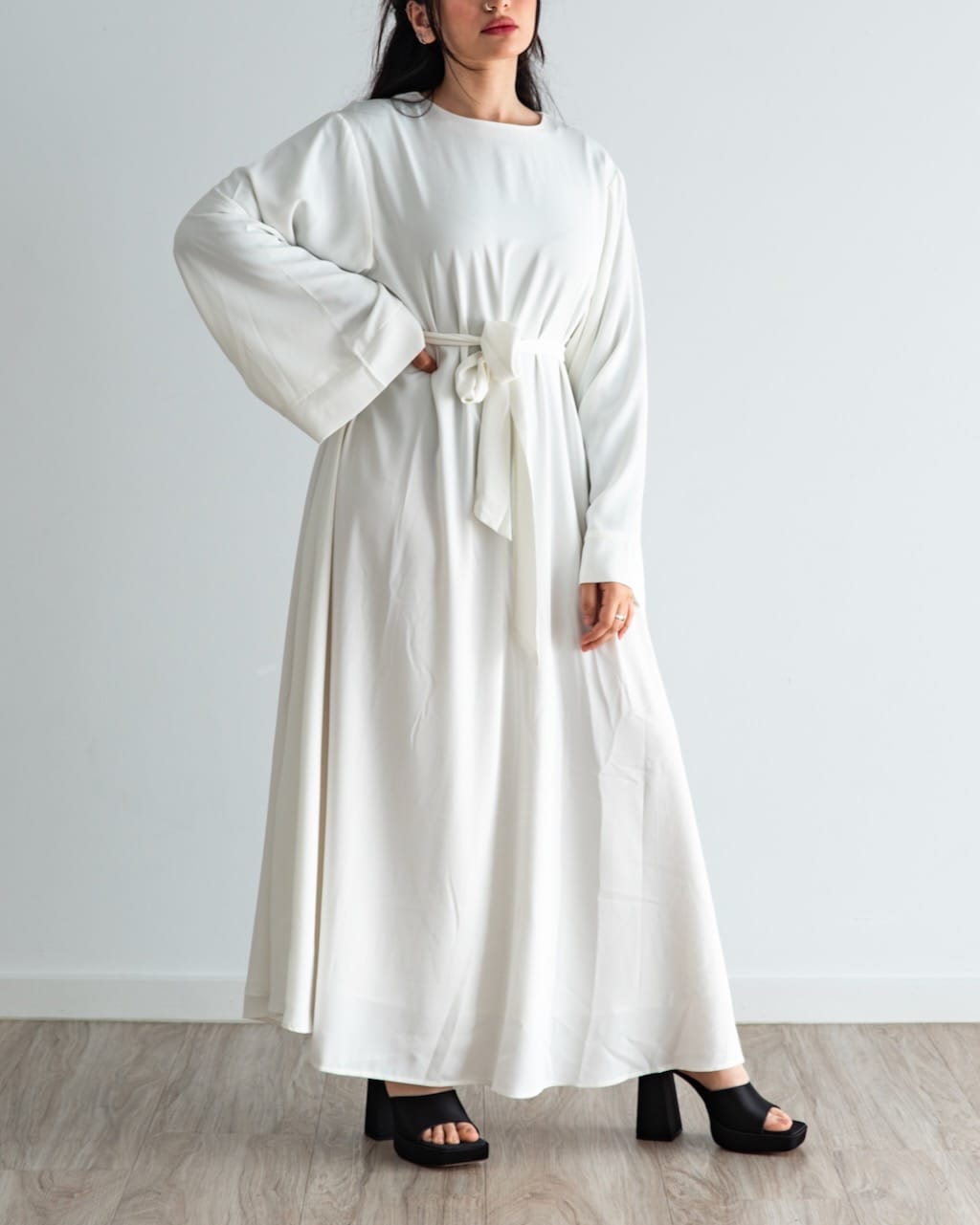 Khatijah Abaya - White - Closed Abaya - Fajr Noor