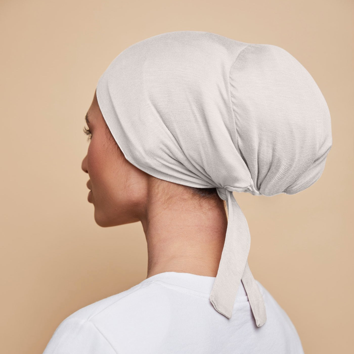 Silk Hijab Cap - White Hijab Cap Fajr Noor