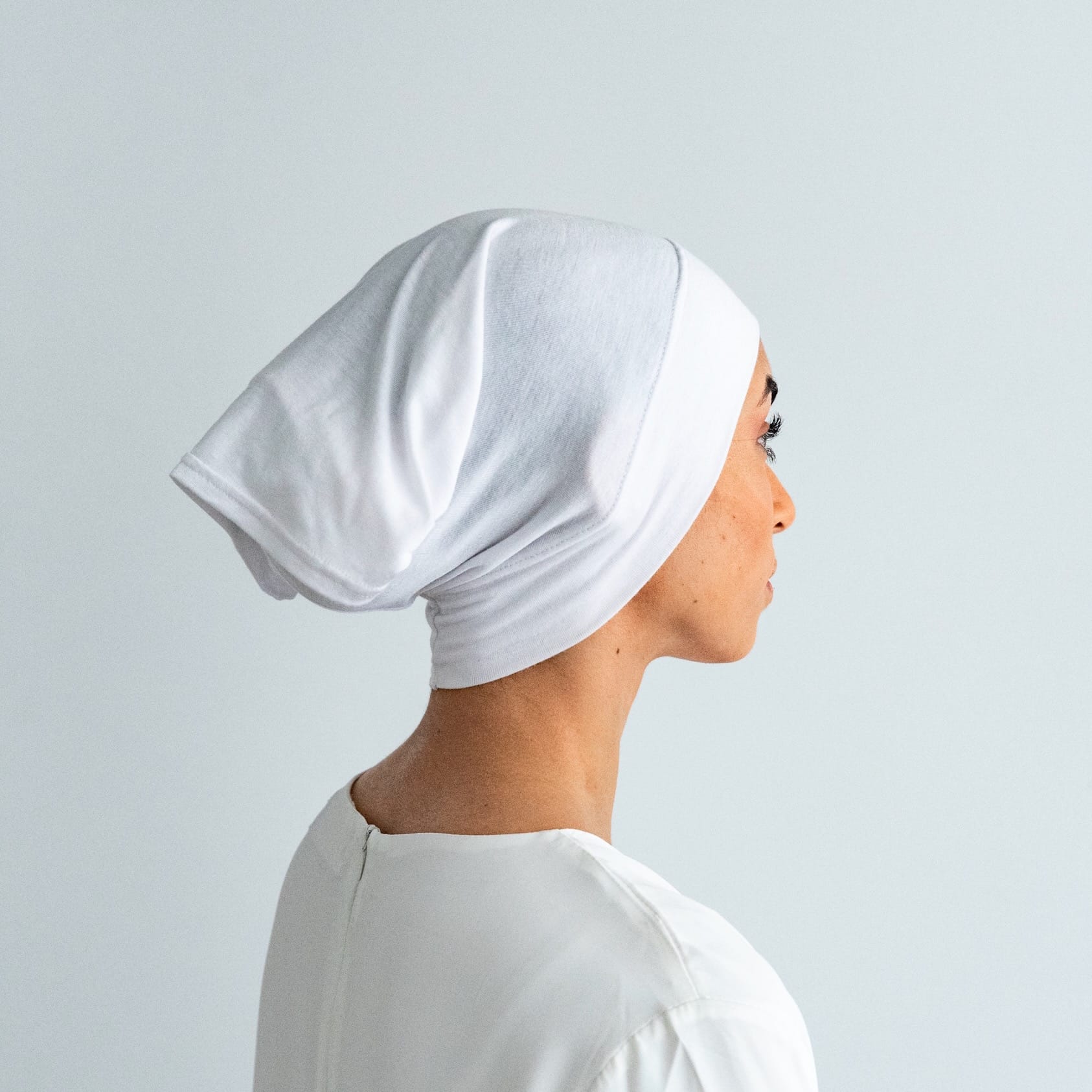 Closed Cotton Hijab Cap White Fajr Noor - Main Image