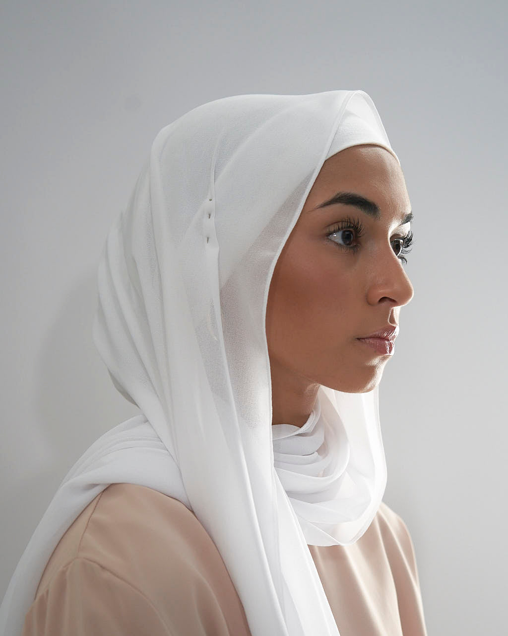 Chiffon Hijab + Cap - White - Scarves - Fajr Noor