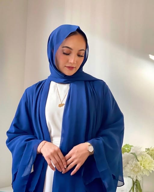 Aisha Abaya + Hijab - Navy - Open Abaya - Fajr Noor