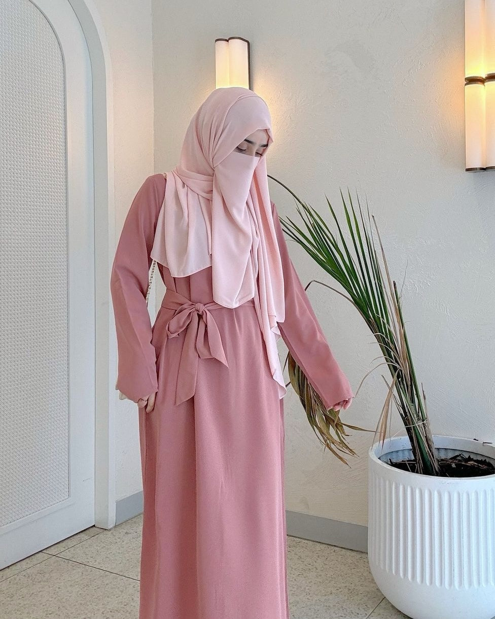 Essential Abaya with Pockets - Pink Essential Abaya Fajr Noor 