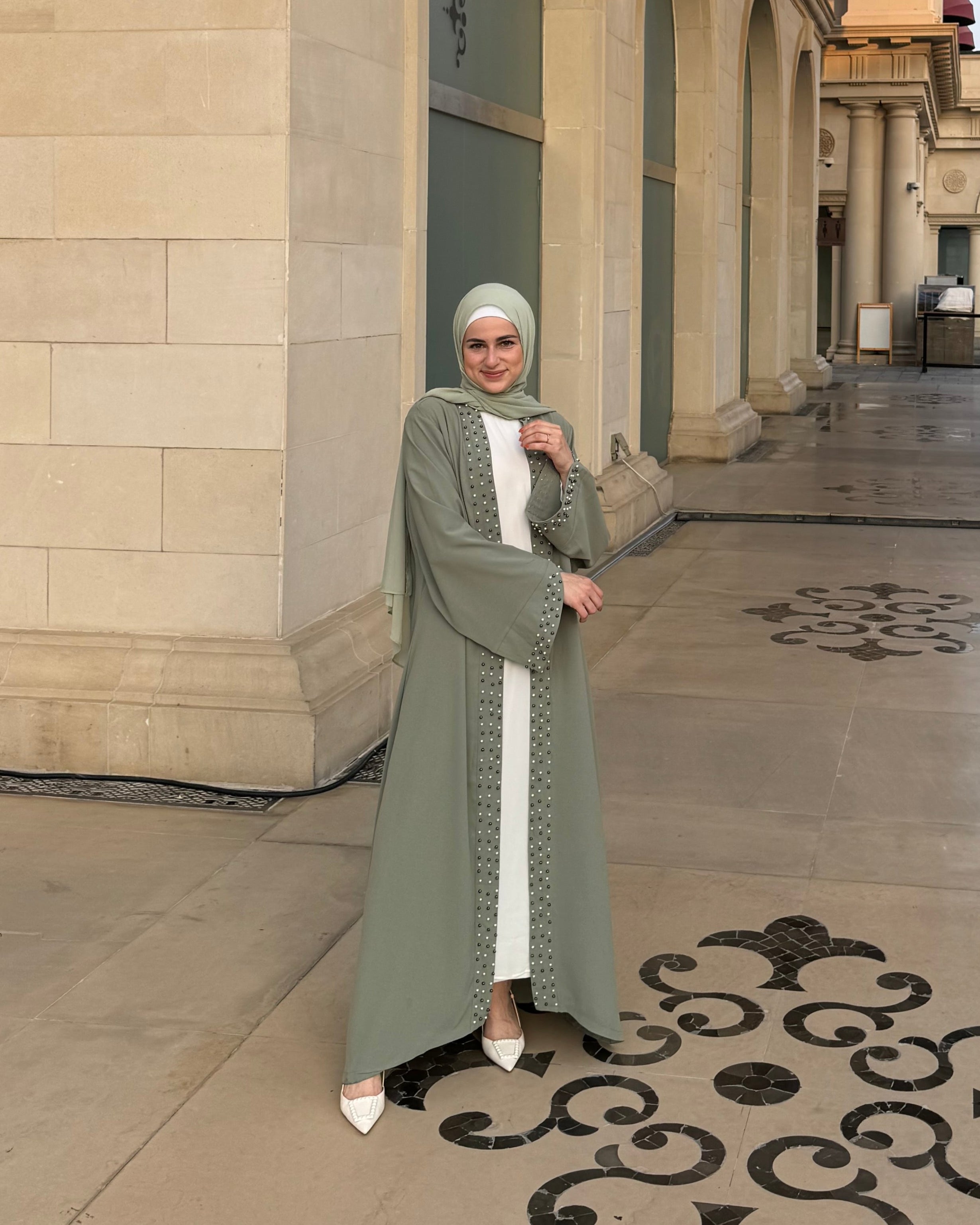 Amirah Pearl Abaya - Minty