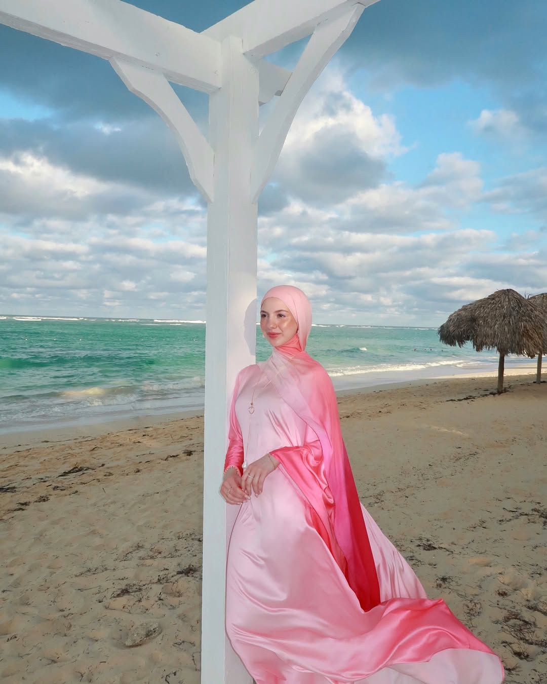 Butterfly Ombre Abaya - Pink