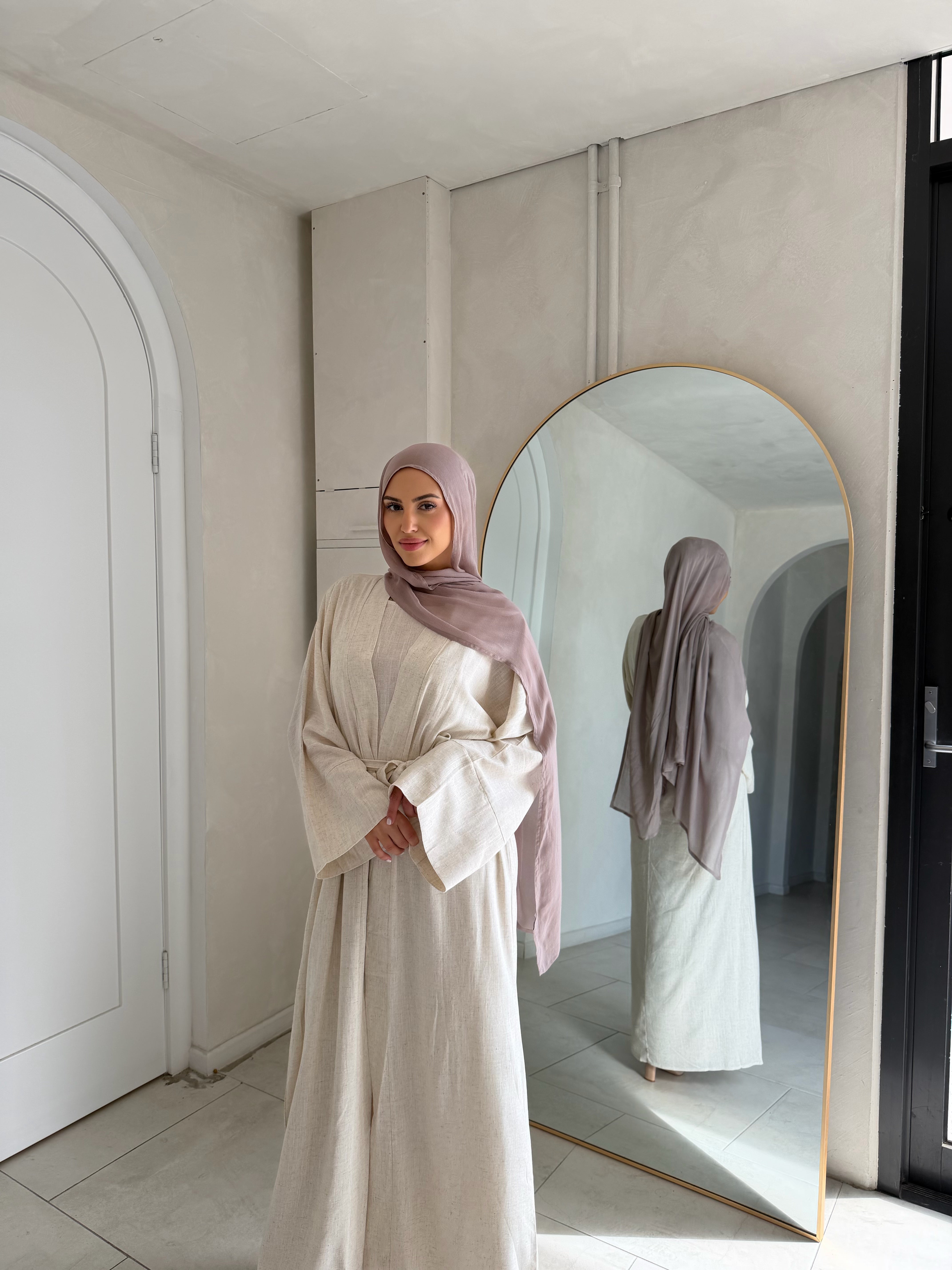 Aya Linen Abaya - Sand