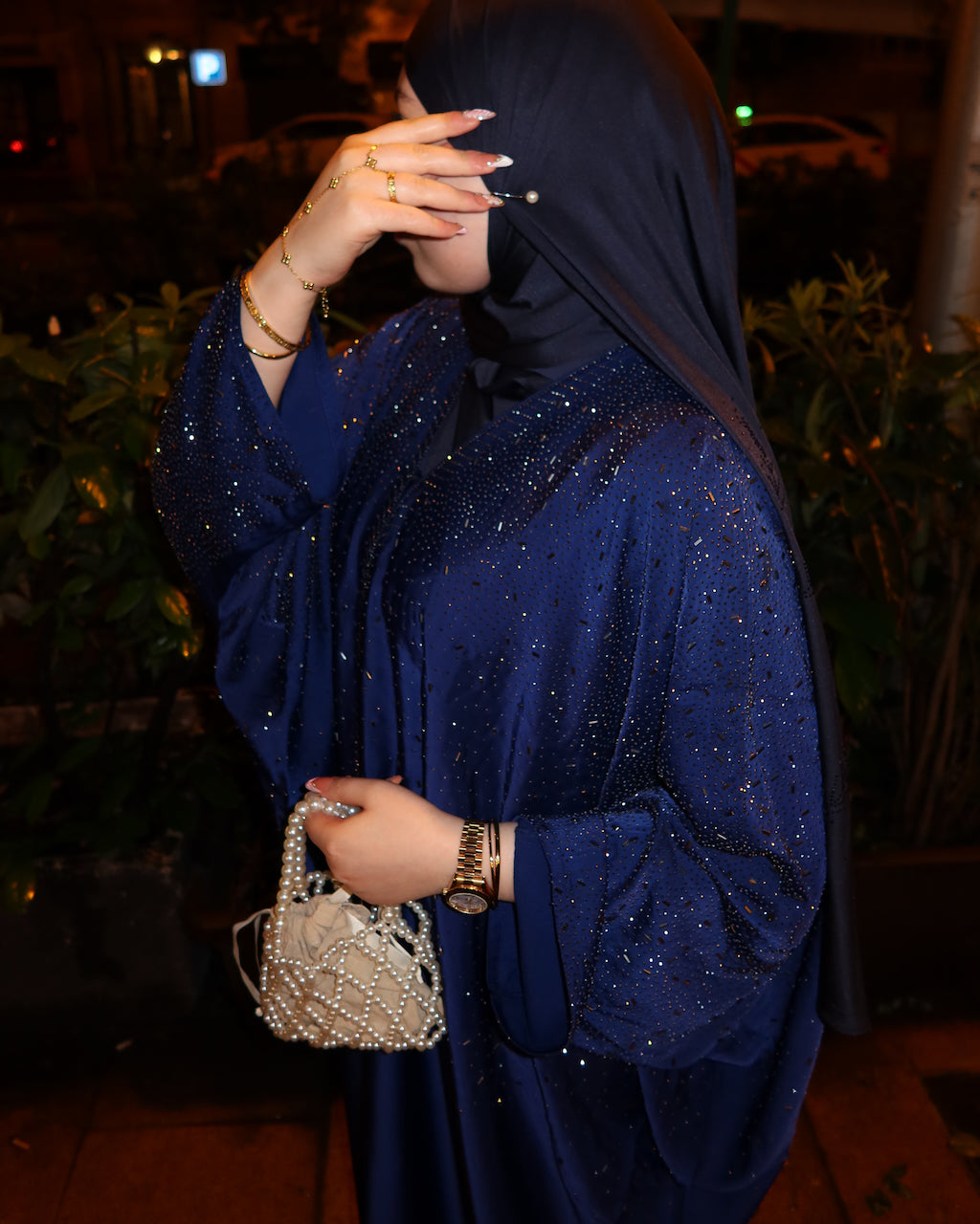 Amina Butterfly Abaya - Navy