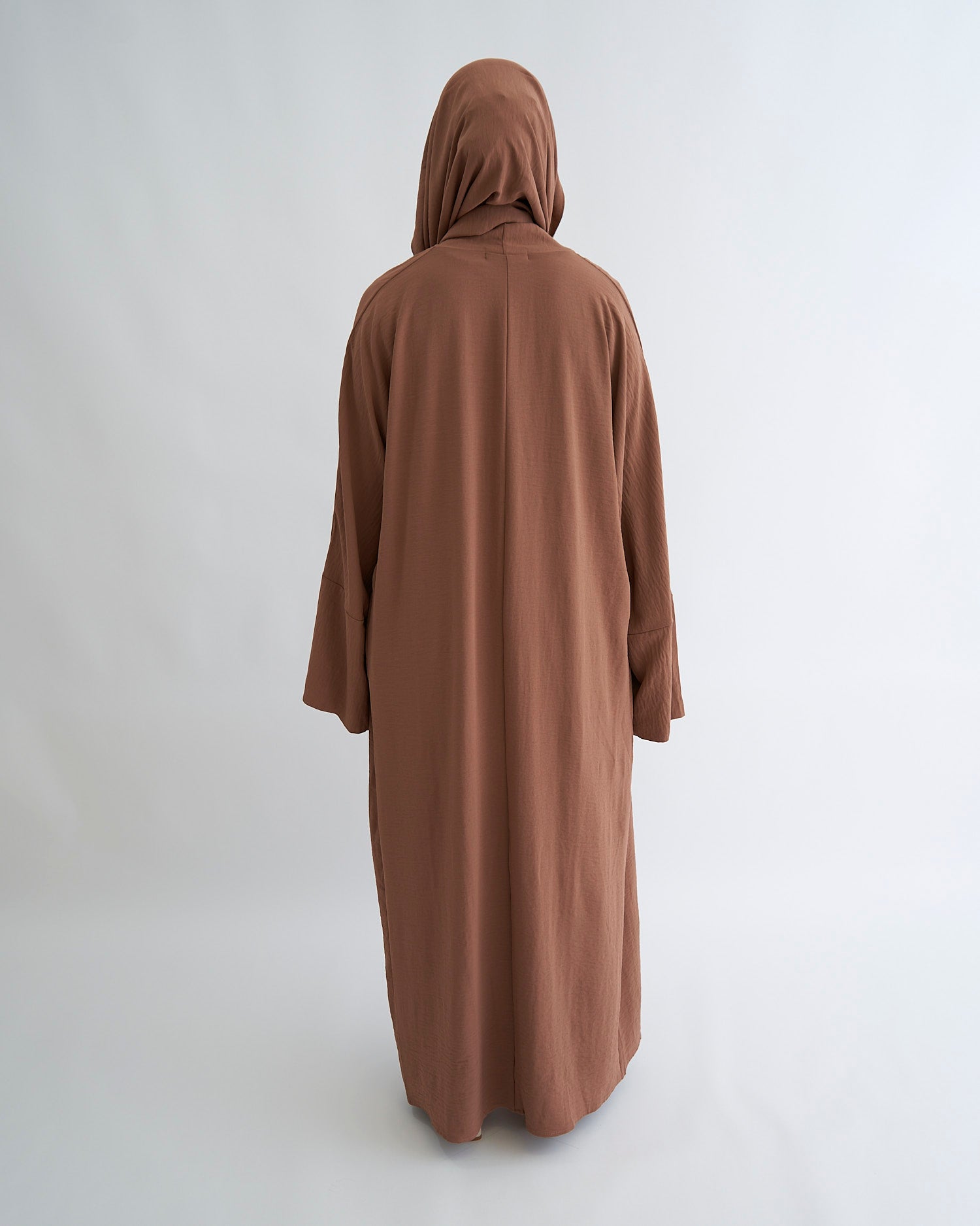 3PC Crinkle Abaya Set - Coffee