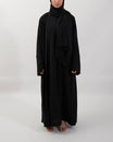 3PC Crinkle Abaya Set - Black Open Abaya Fajr Noor S