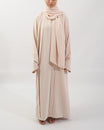 3PC Crinkle Abaya Set - Cream Open Abaya Fajr Noor S