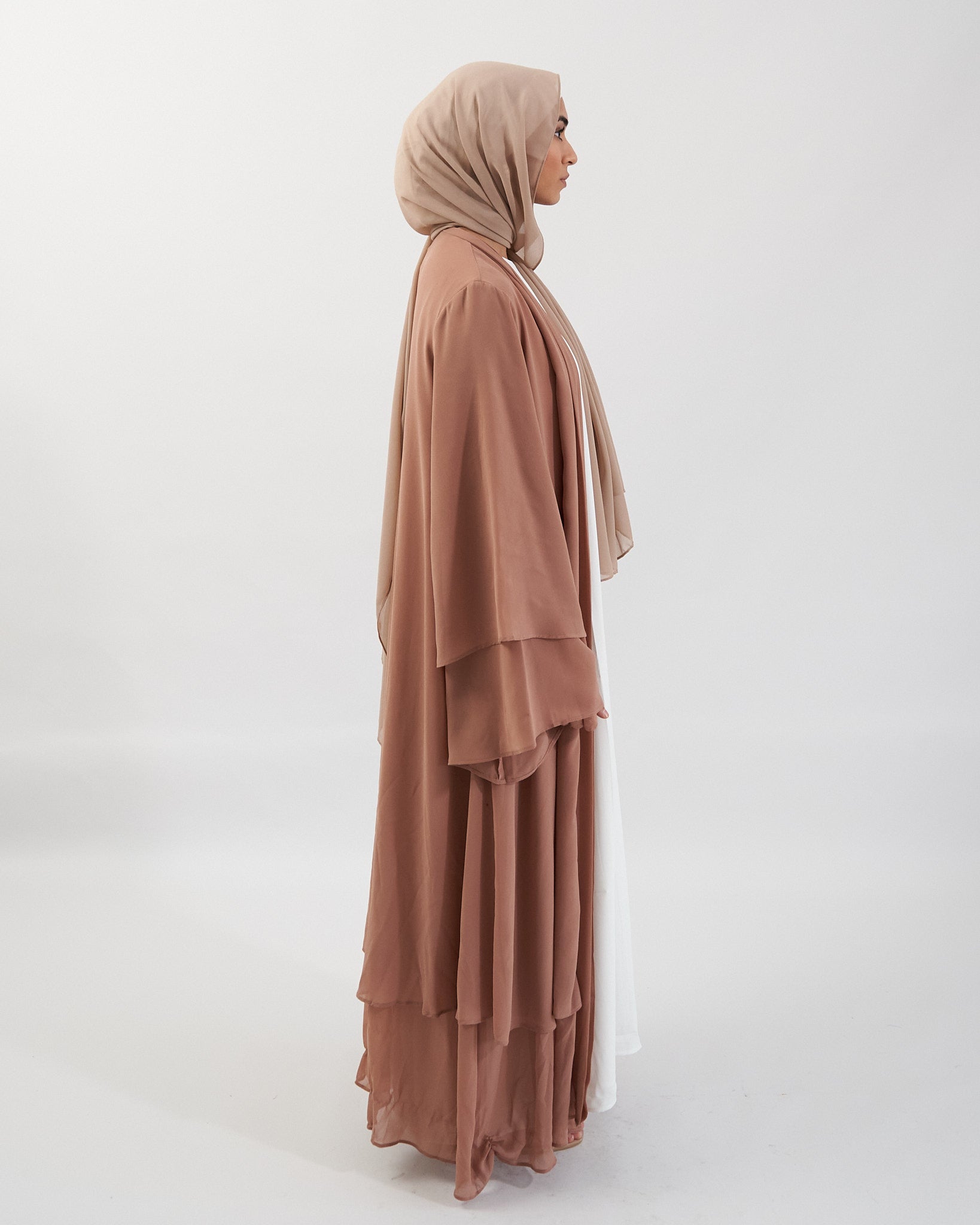 Aisha Abaya with Hijab - Brown Open Abaya Fajr Noor 