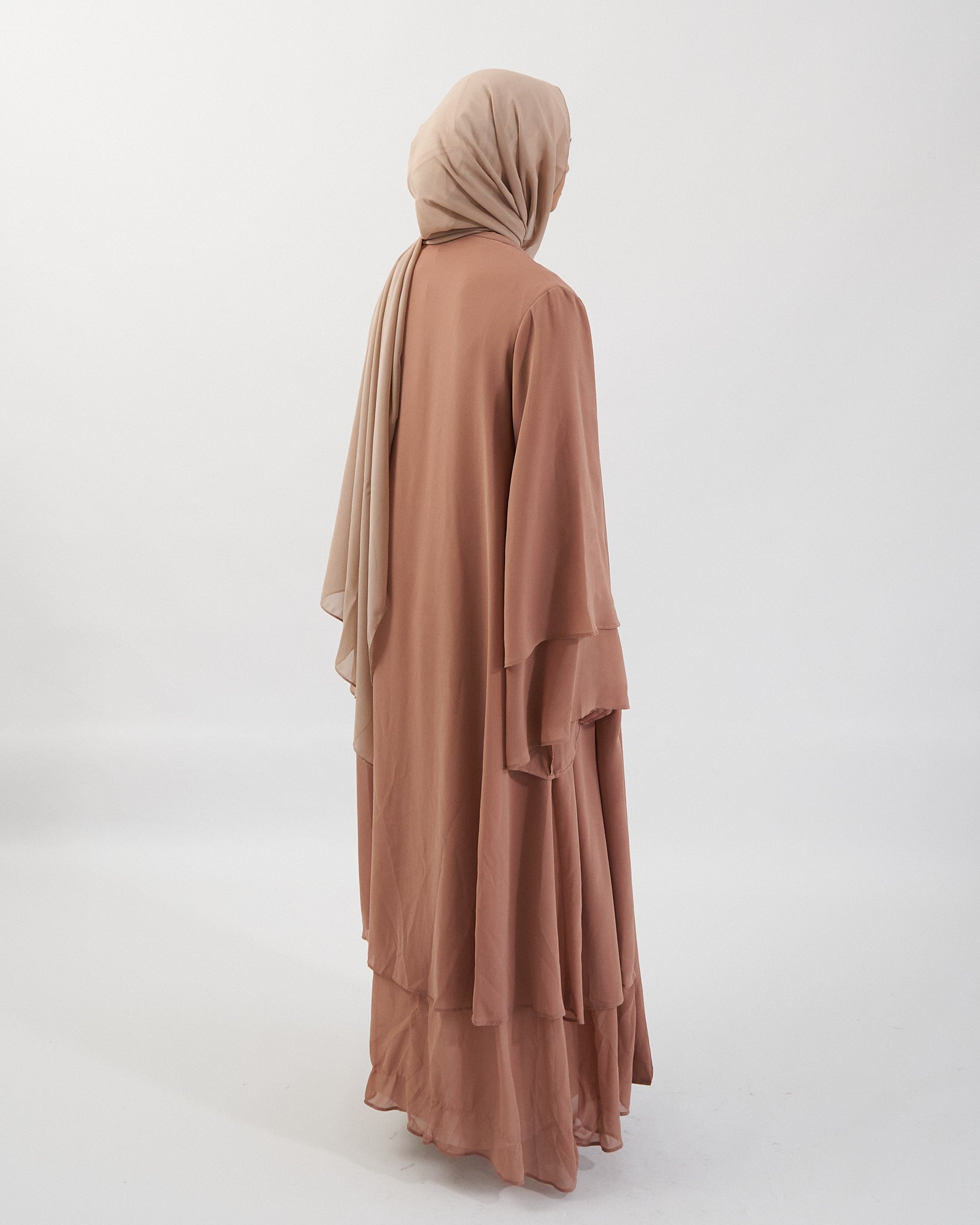 Aisha Abaya with Hijab - Brown Open Abaya Fajr Noor 