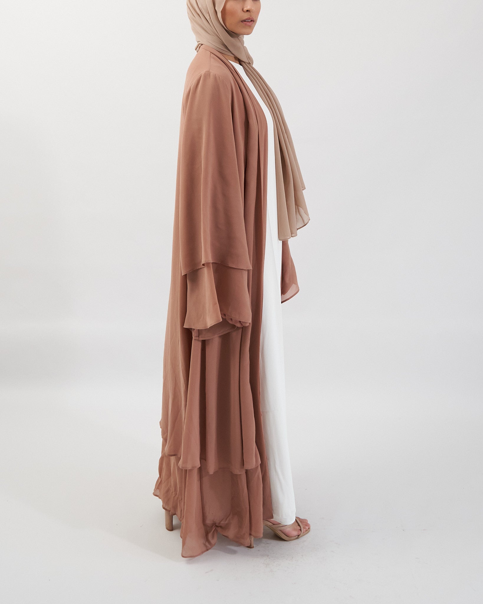 Aisha Abaya with Hijab - Brown Open Abaya Fajr Noor 