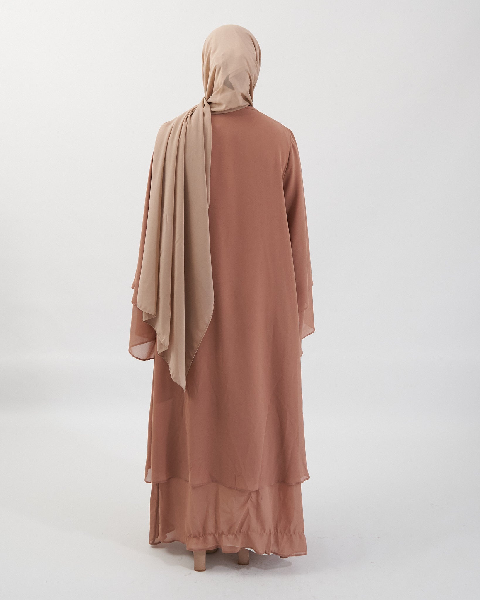 Aisha Abaya with Hijab - Brown Open Abaya Fajr Noor 