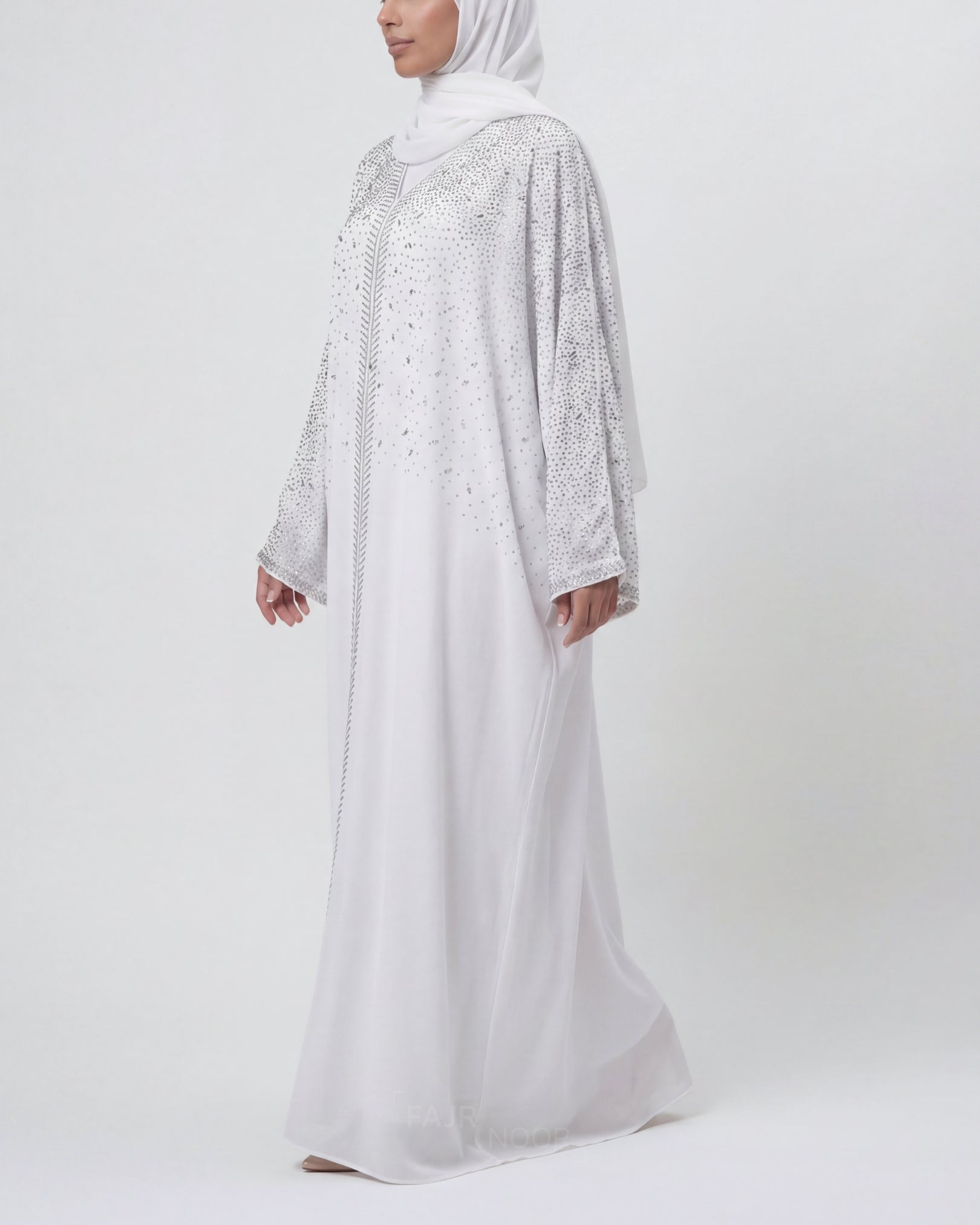 Amina Butterfly Abaya - White