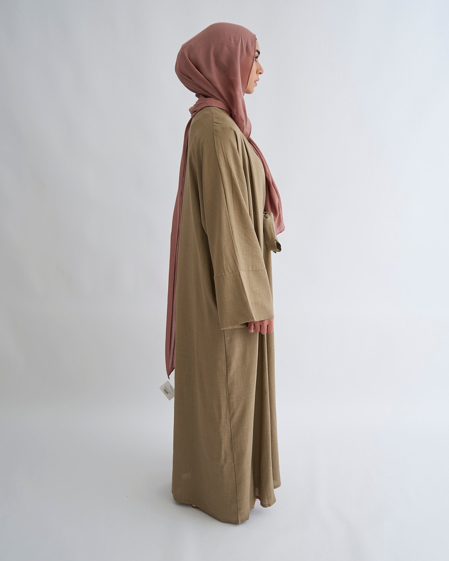 2PC Aya Linen Abaya Set - Moss