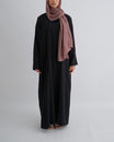 2PC Aya Linen Abaya Set - Black