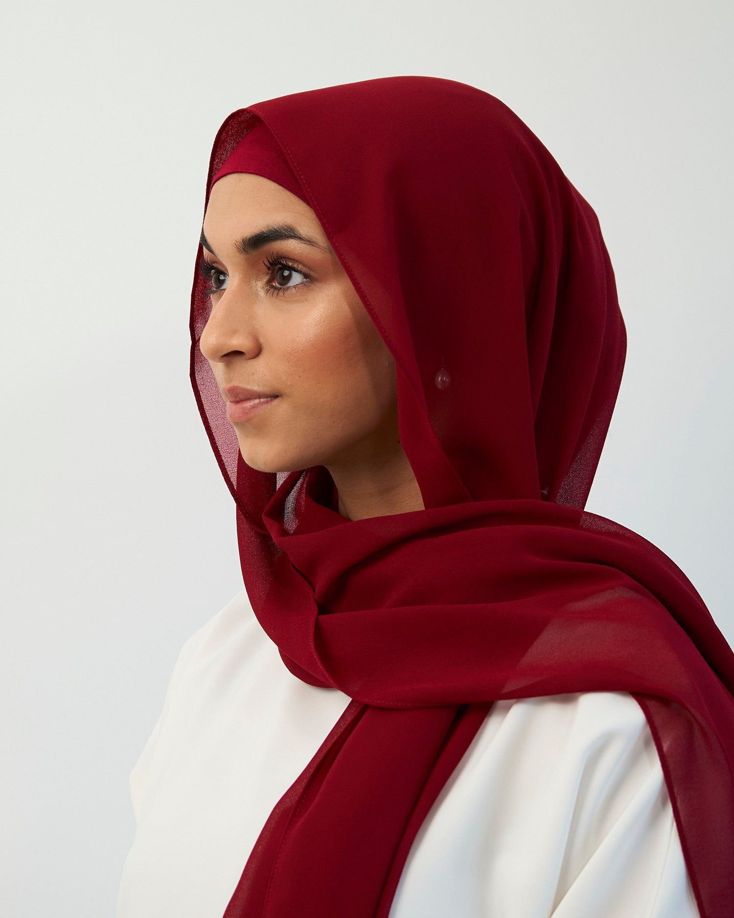 Chiffon Hijab Set - Cherry Red Scarves Fajr Noor 