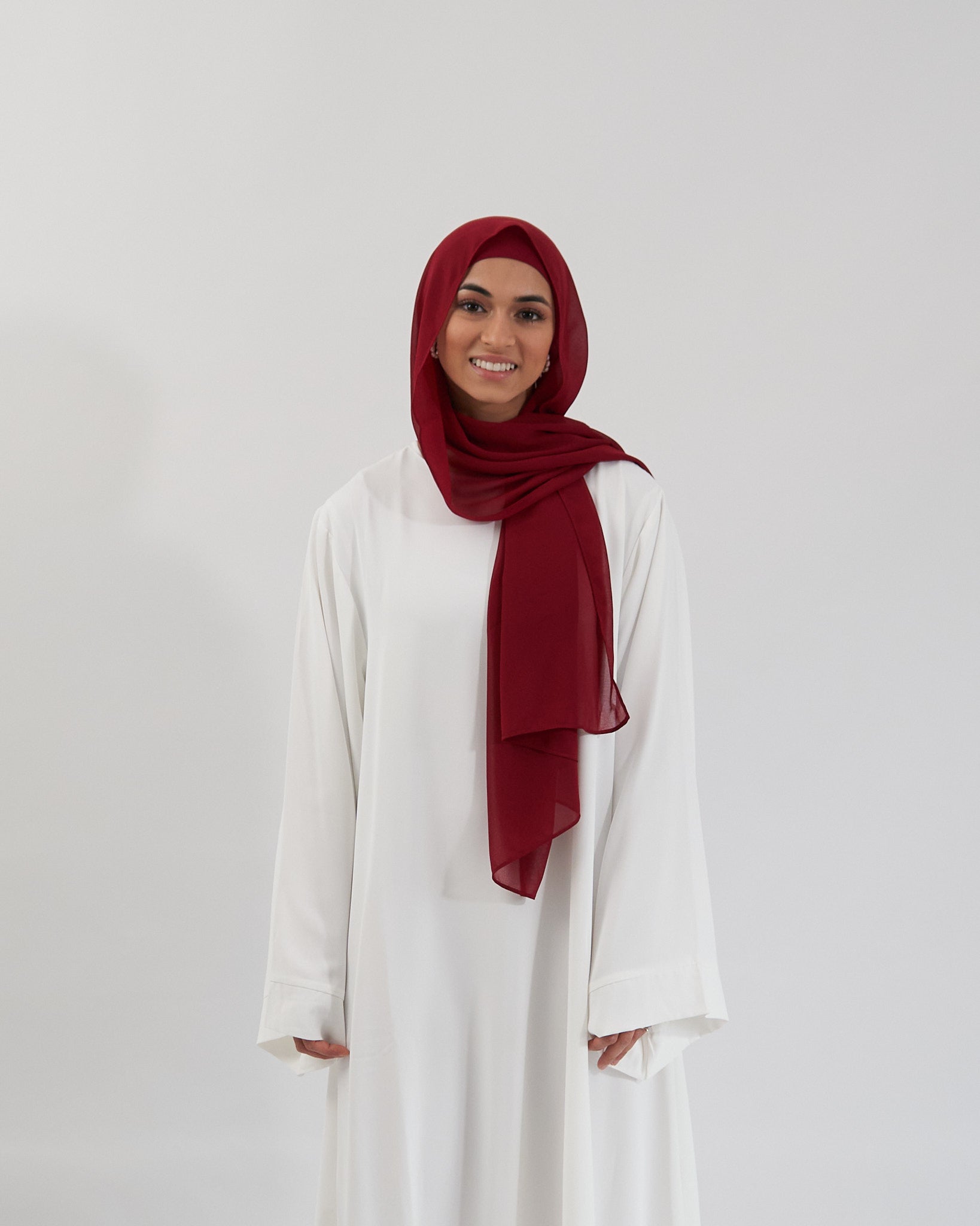 Chiffon Hijab Set - Cherry Red Scarves Fajr Noor 