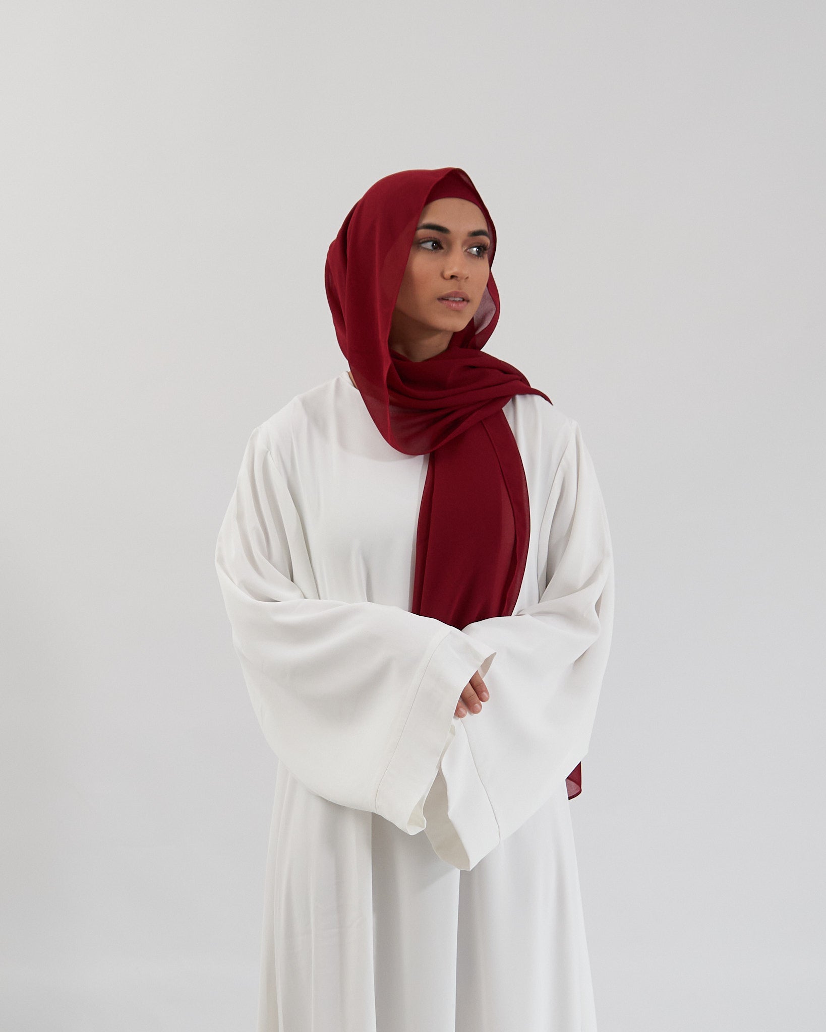 Chiffon Hijab Set - Cherry Red Scarves Fajr Noor 