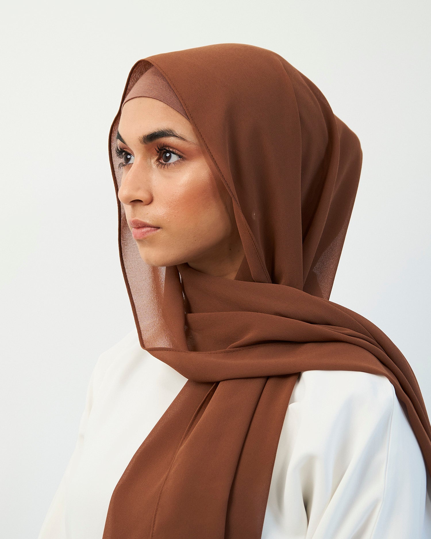 Chiffon Hijab Set - Mocha Scarves Fajr Noor 