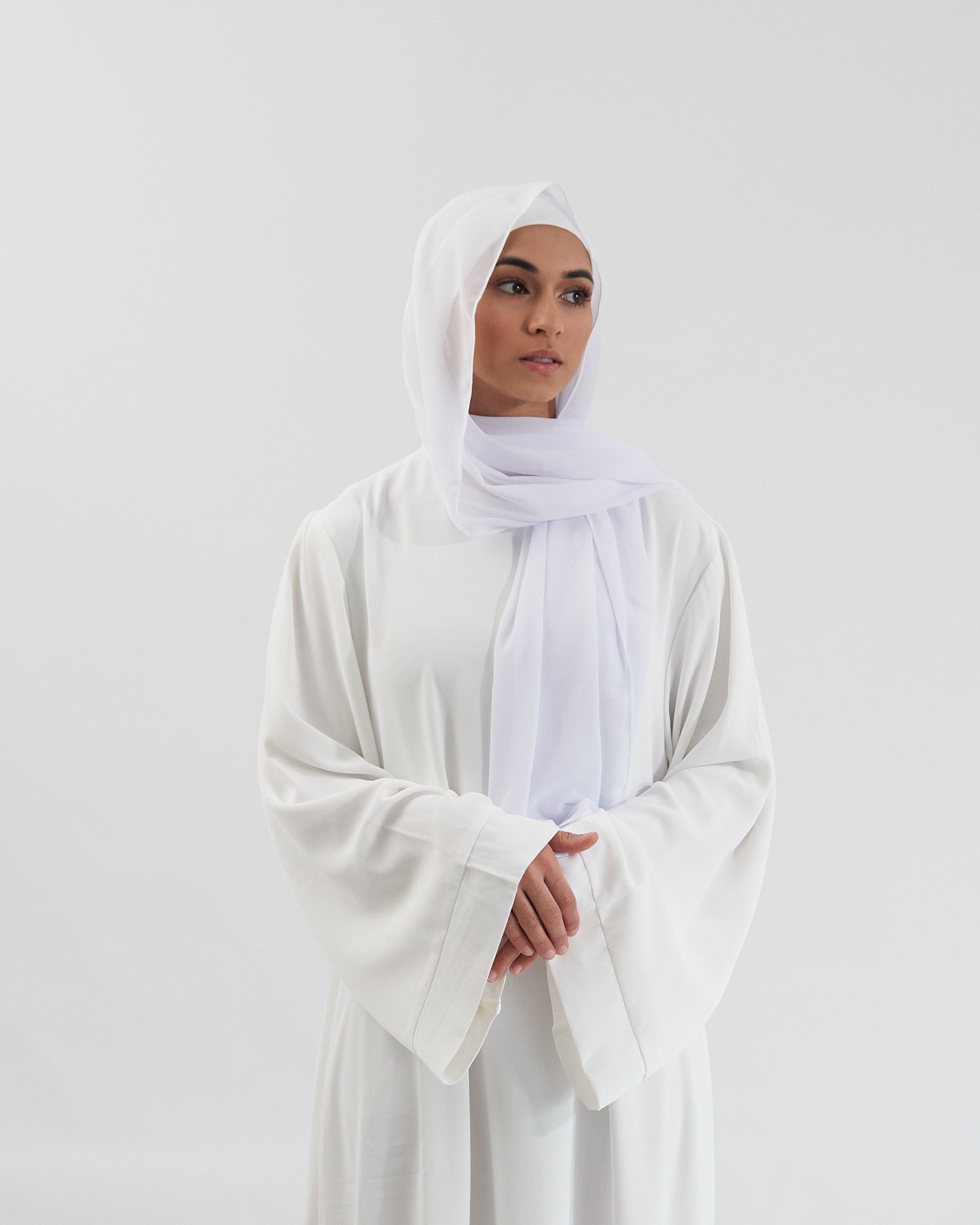 Chiffon Hijab Set - White Scarves Fajr Noor 