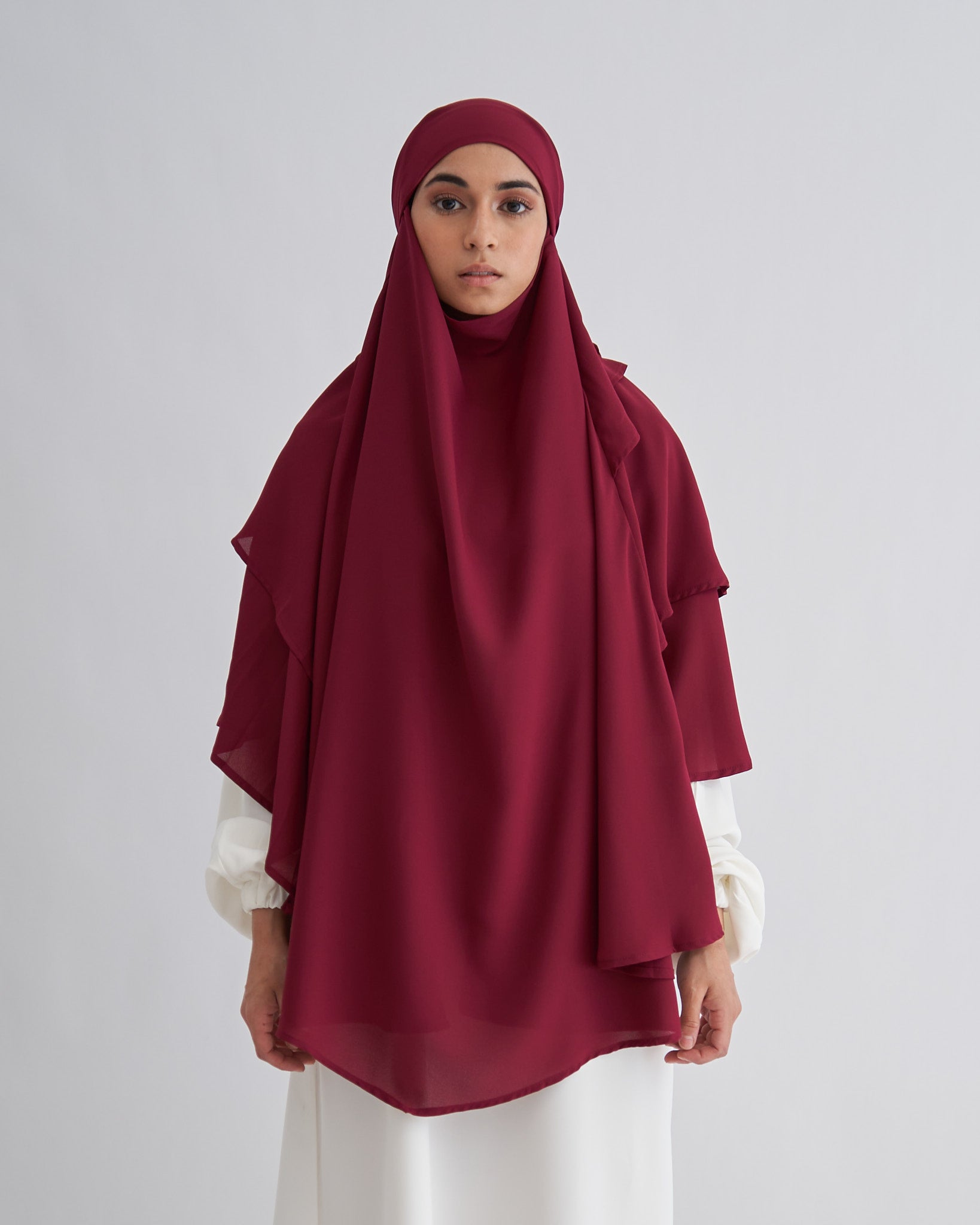 Chiffon Khimar - Maroon