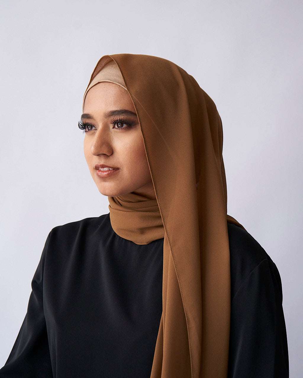 Chiffon Hijab + Cap - Latte - Scarves - Fajr Noor