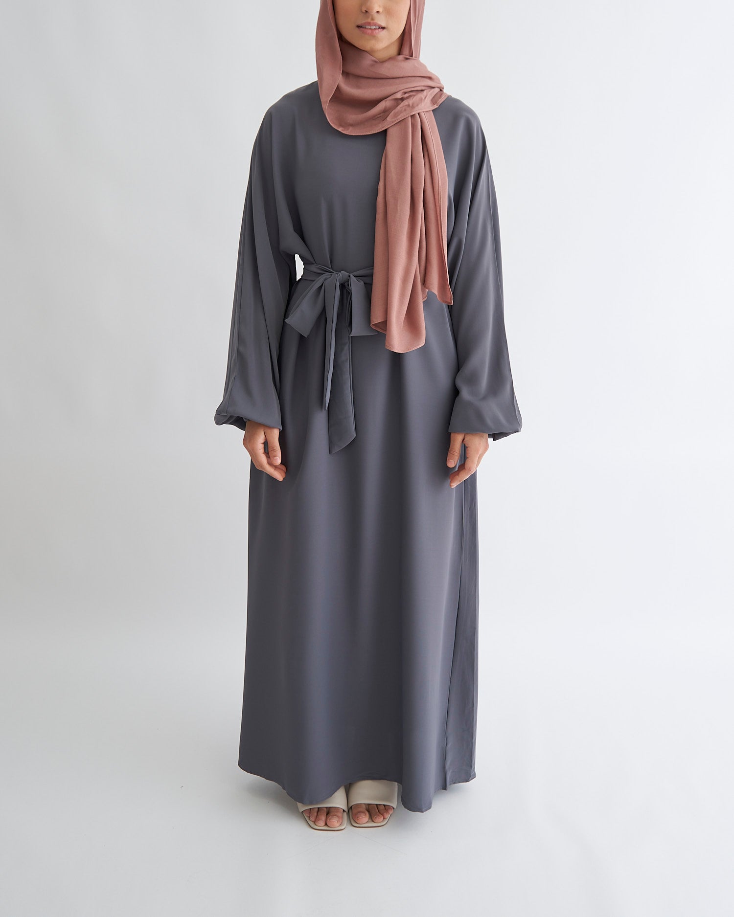 Essential Cuffed Abaya - Grey