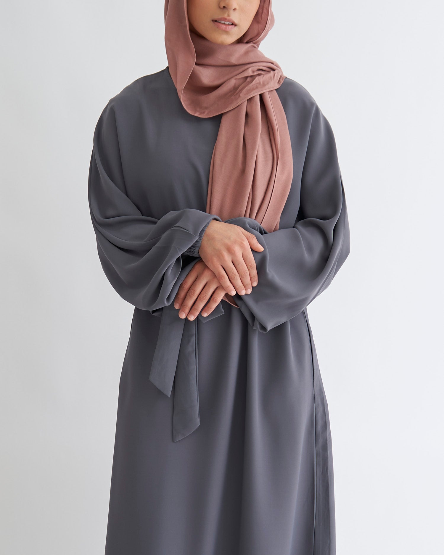 Essential Cuffed Abaya - Grey