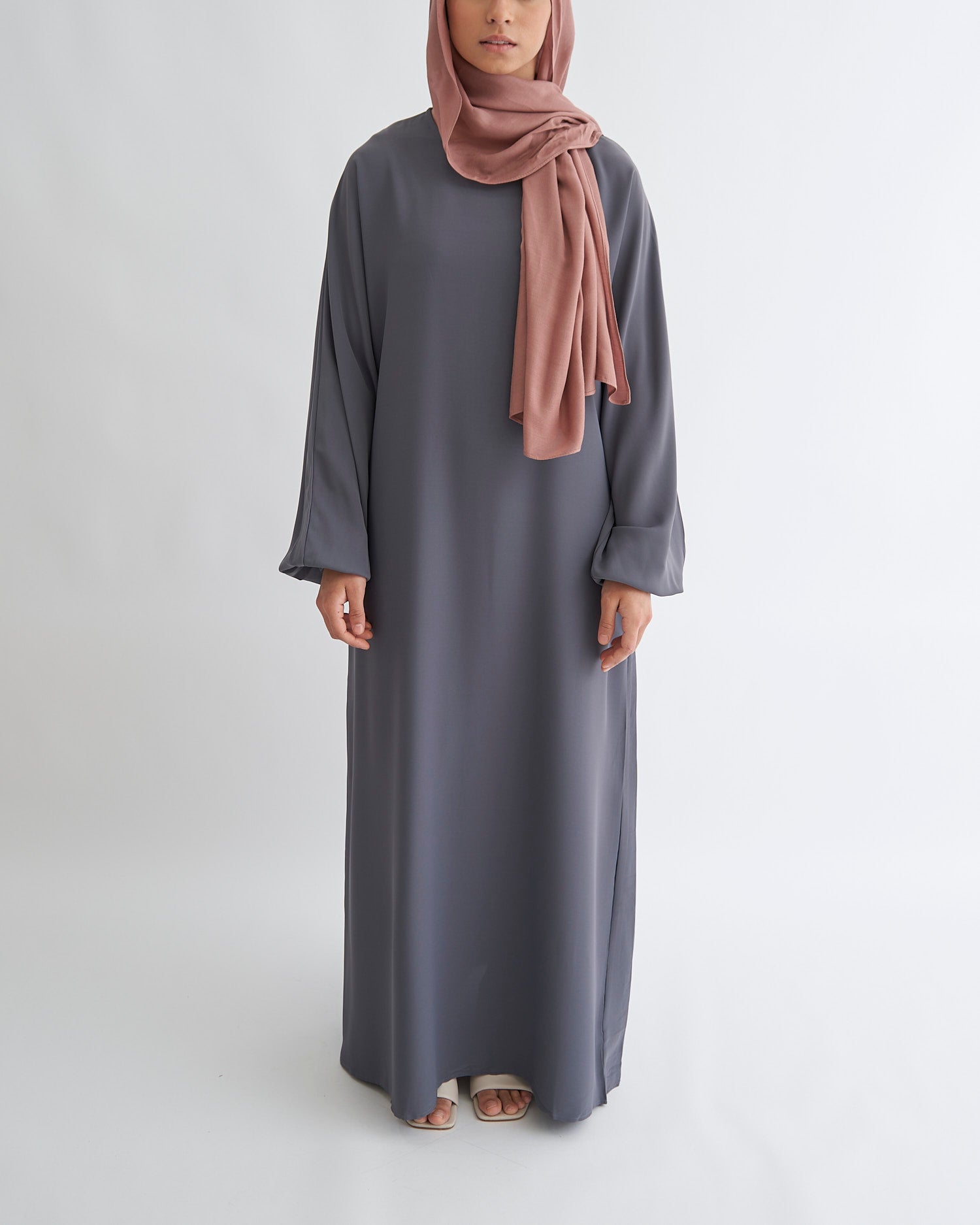 Essential Cuffed Abaya - Grey