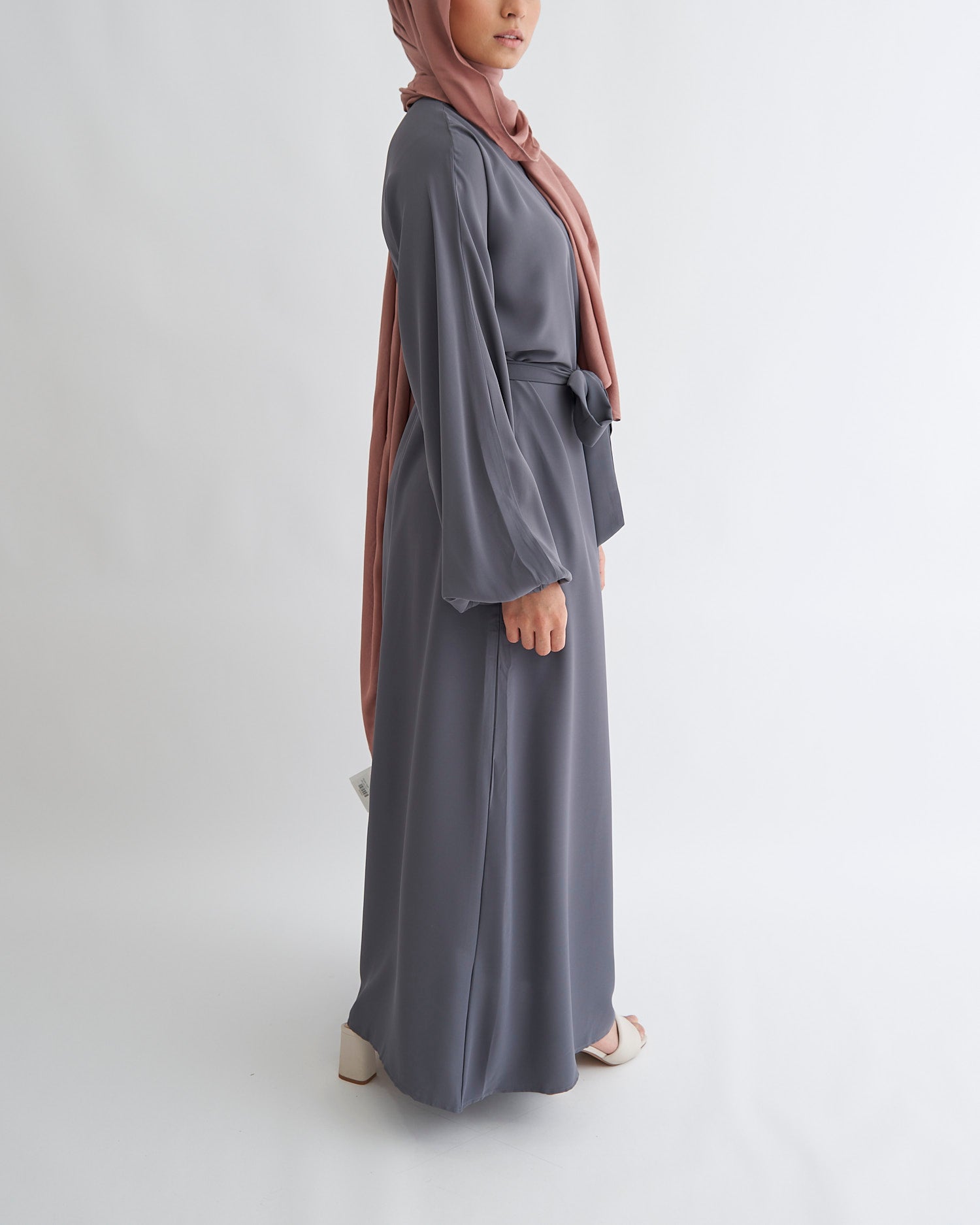 Essential Cuffed Abaya - Grey