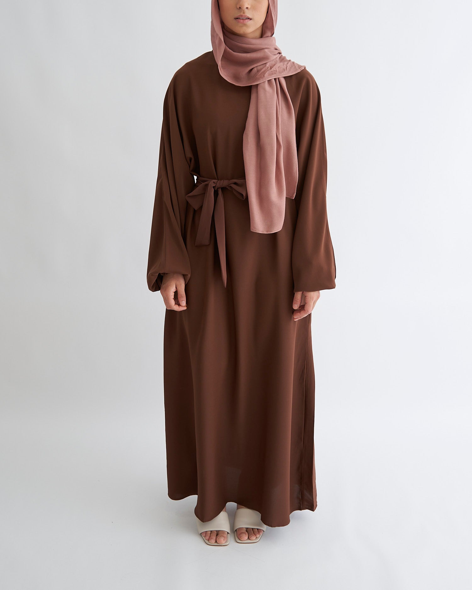 Essential Cuffed Abaya - Coffee