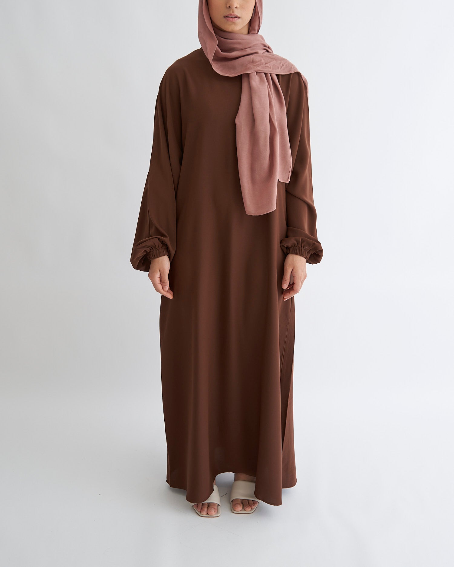 Essential Cuffed Abaya - Coffee