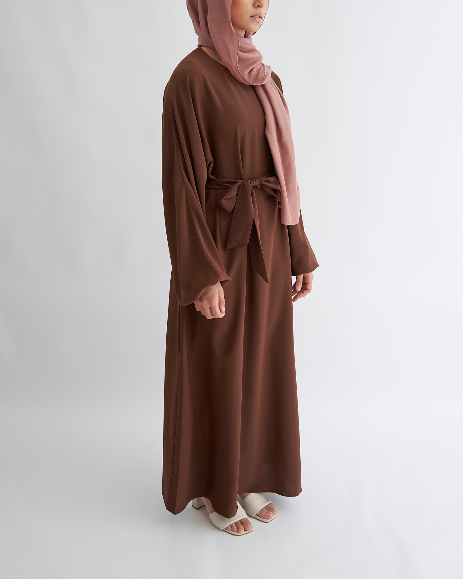 Essential Cuffed Abaya - Coffee