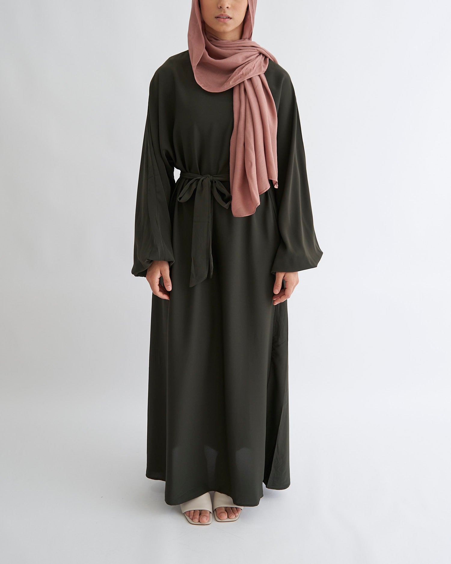 Essential Cuffed Abaya - Khaki