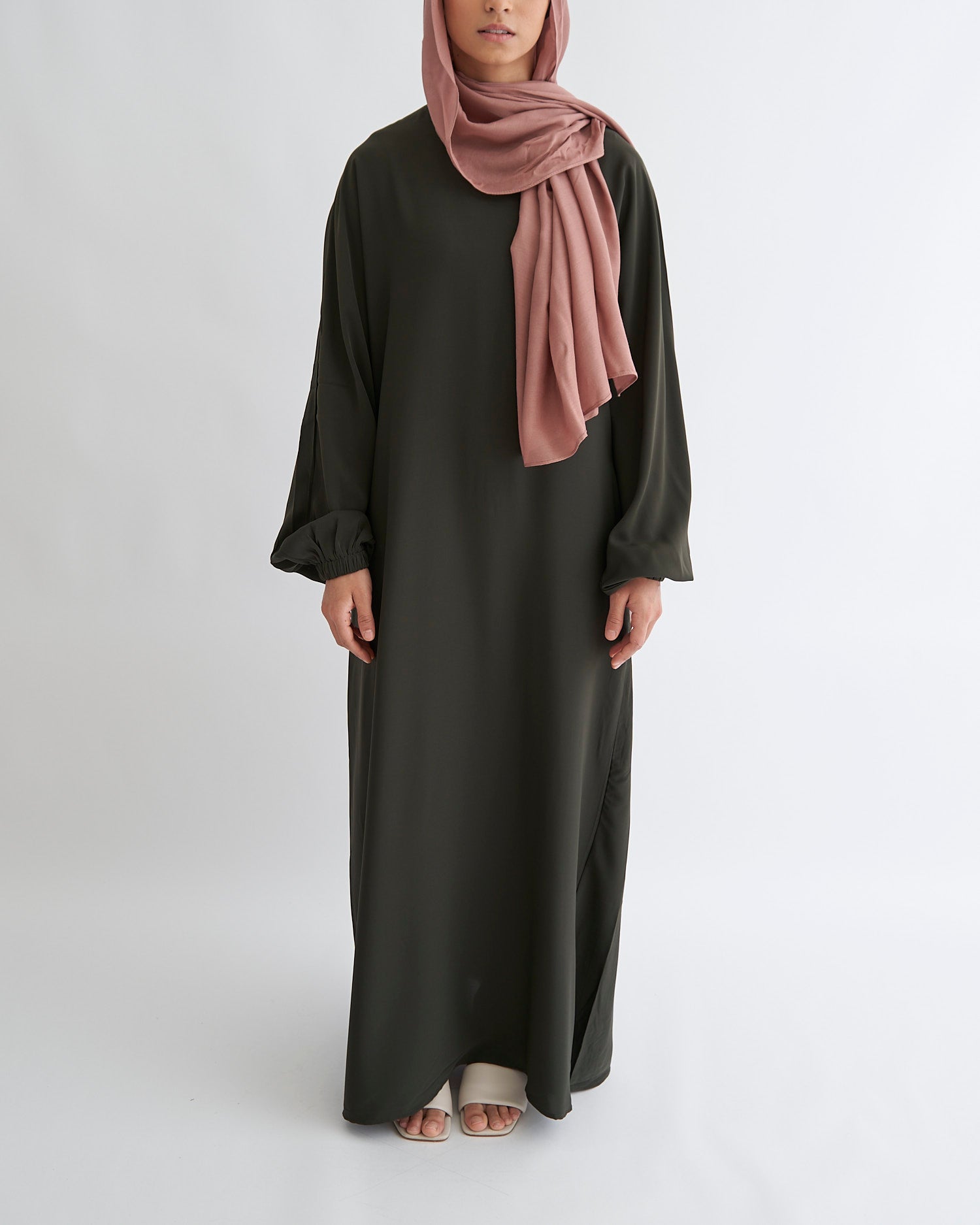 Essential Cuffed Abaya - Khaki