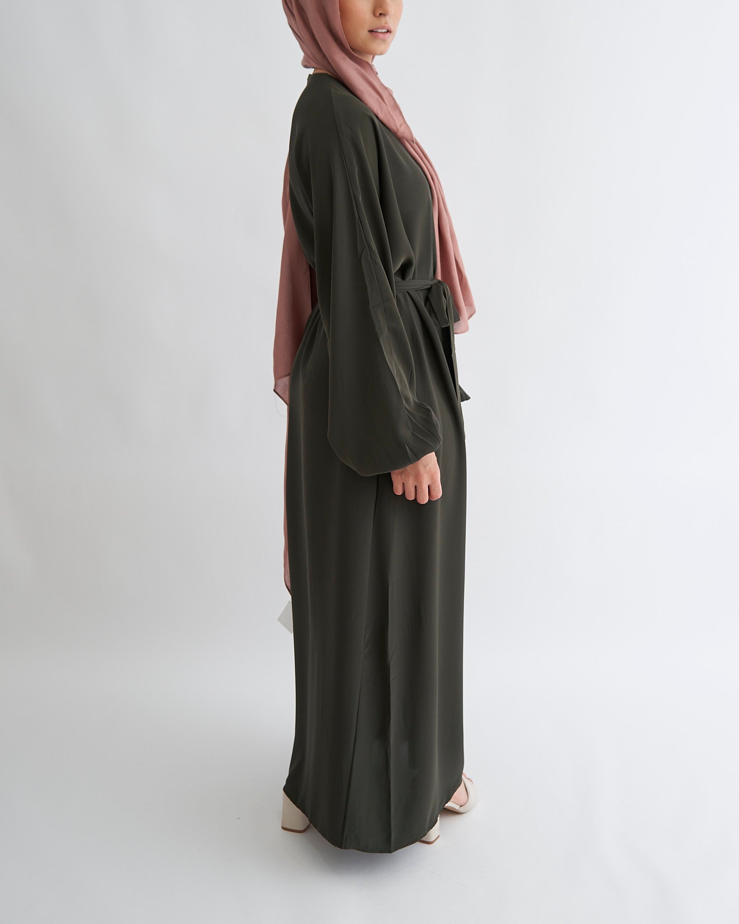 Essential Cuffed Abaya - Khaki