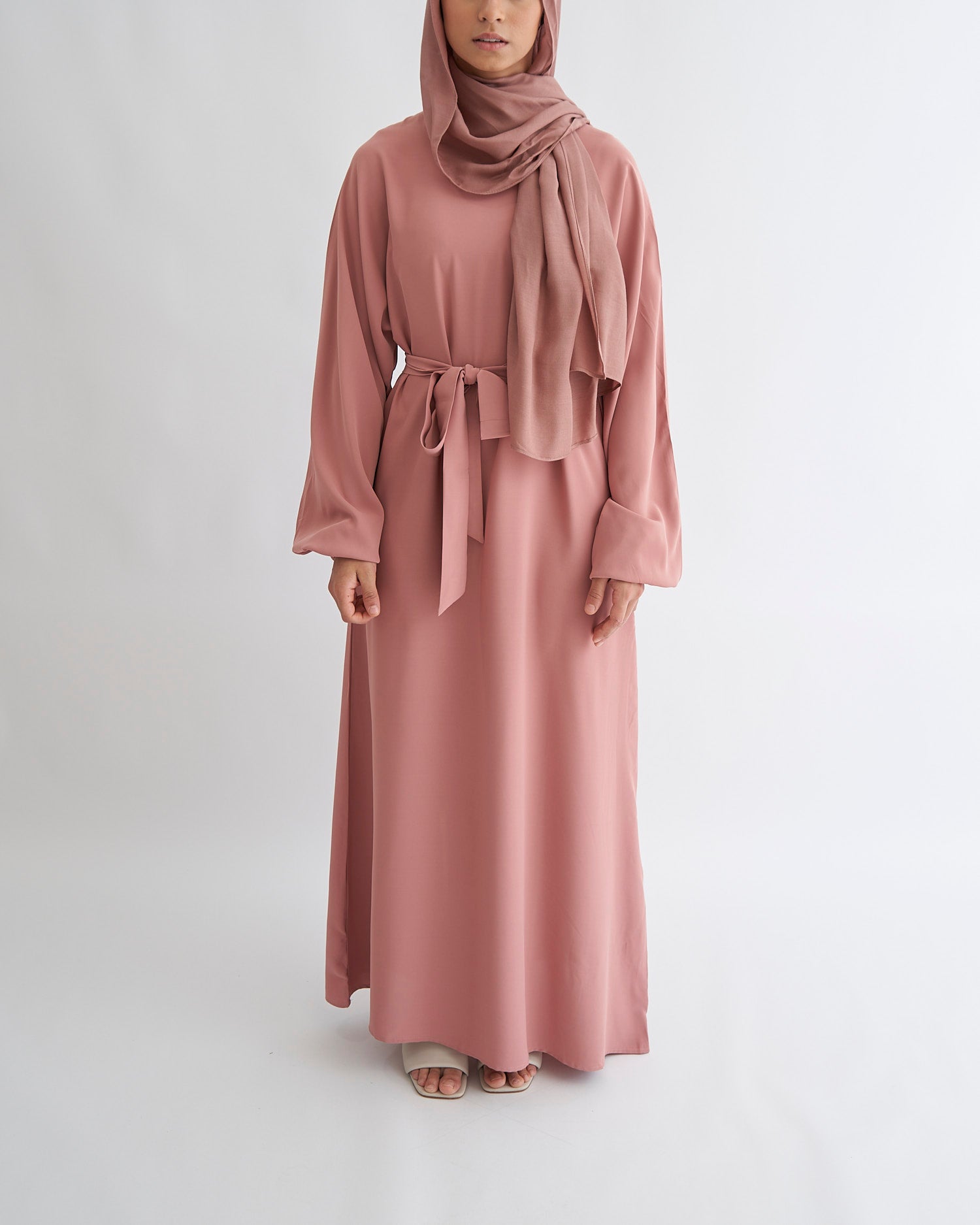 Essential Cuffed Abaya - Pink